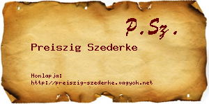 Preiszig Szederke névjegykártya